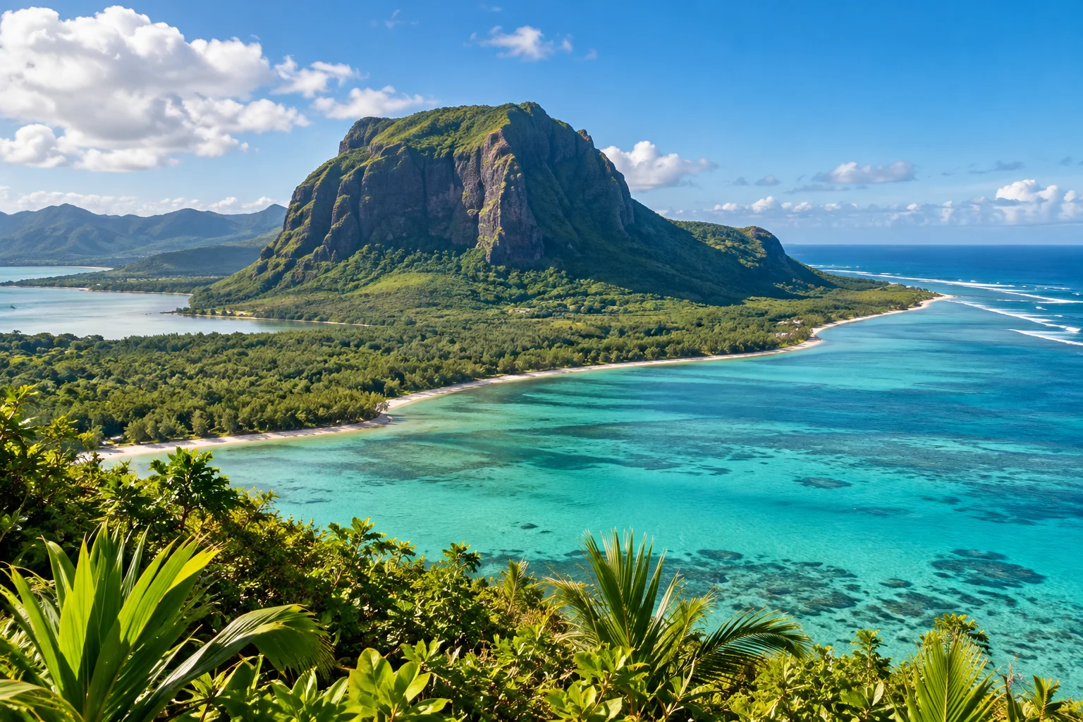 Paysage illustratif du Morne et du lagon de l’île Maurice