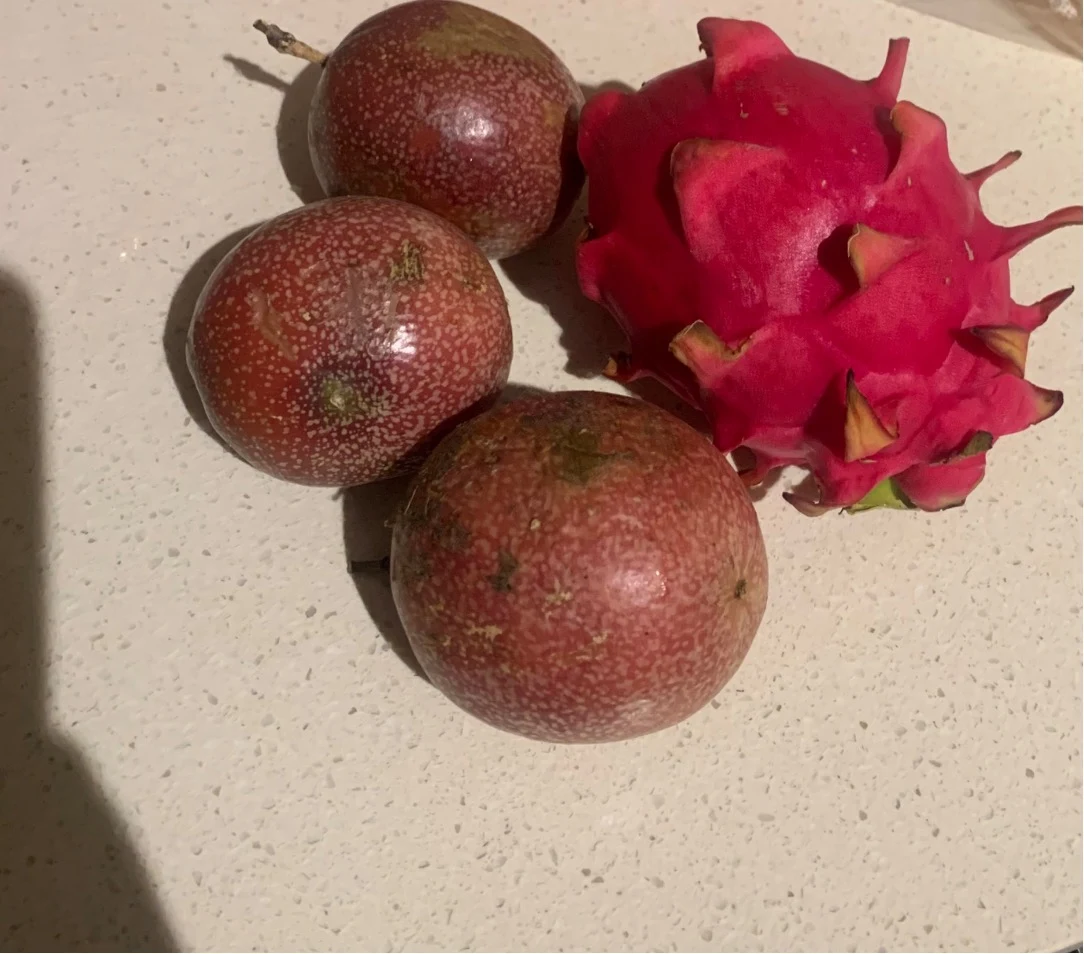 Fruits de la passion et pitaya de notre récolte